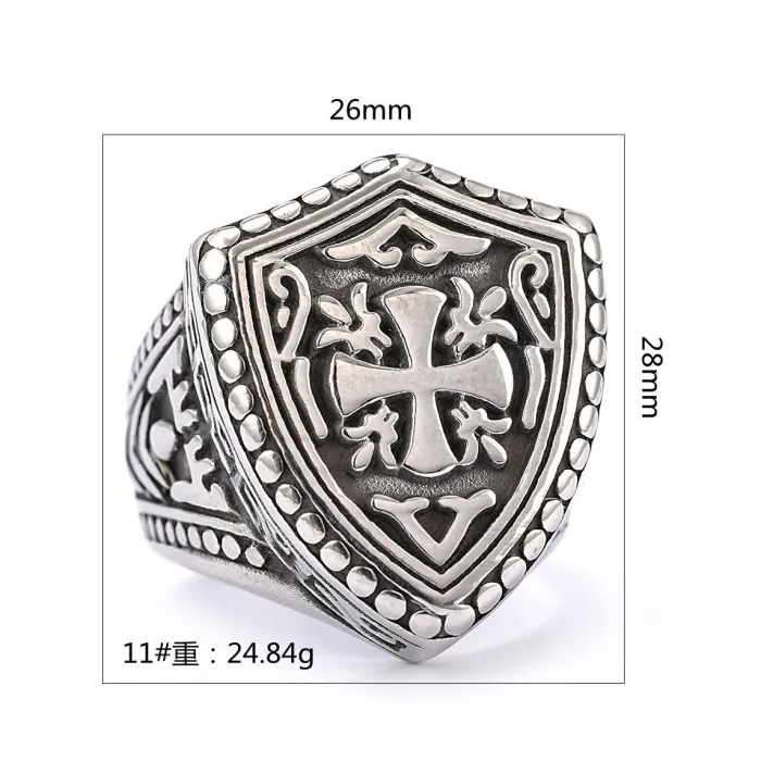 Wholesale Cross Engraved Rings – Unisex Vintage Stainless Steel Jewelry with Totem Design | Bulk Supplier In Stock