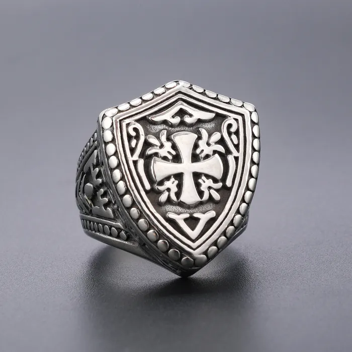 Wholesale Cross Engraved Rings – Unisex Vintage Stainless Steel Jewelry with Totem Design | Bulk Supplier In Stock
