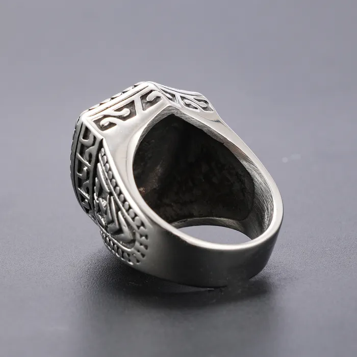 Wholesale Cross Engraved Rings – Unisex Vintage Stainless Steel Jewelry with Totem Design | Bulk Supplier In Stock
