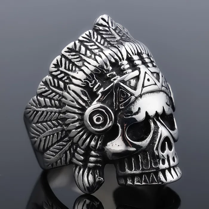 Wholesale Punk Skull Rings – Vintage Thai Silver Style for Men | Halloween Jewelry Bulk Supplier, Rock & Gothic Design