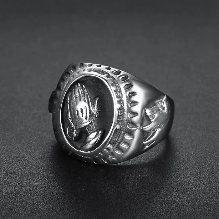 Wholesale Buddha Prayer Rings – Unisex Titanium & Stainless Steel Hands-Together Design | Bulk Supplier for US/EU Market