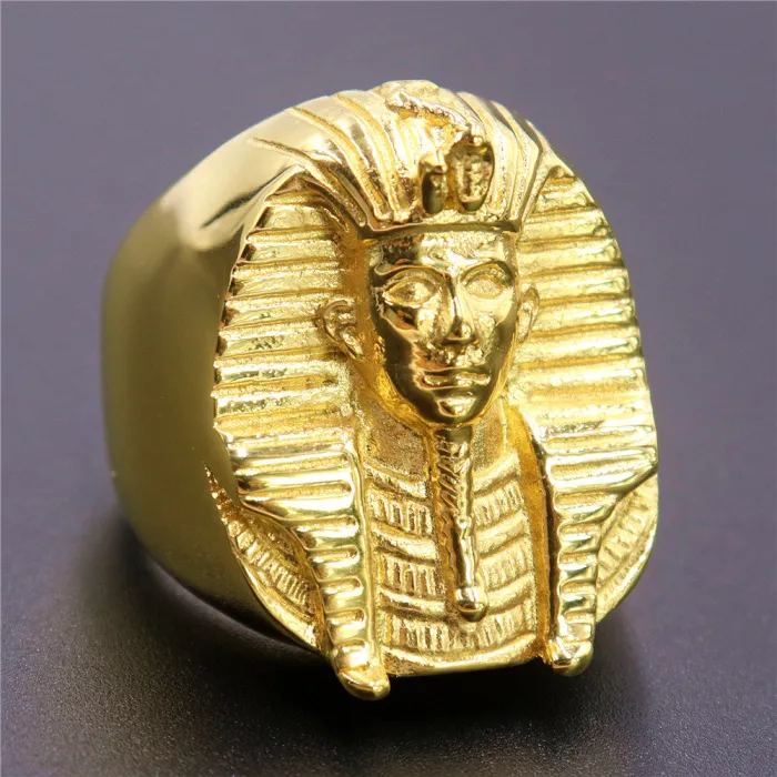 Wholesale Egyptian Sphinx Rings for Men – Pharaoh Head Design in Stainless & Titanium Steel | Bulk Jewelry Supplier