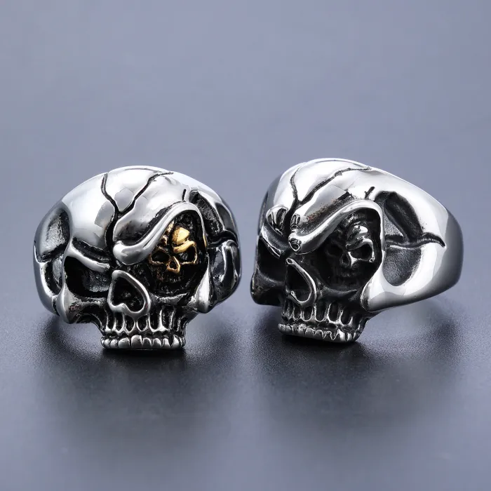 Wholesale Double Skull Punk Rings for Men – Stainless Steel | Wish Hot Seller, In Stock, Dropshipping Available