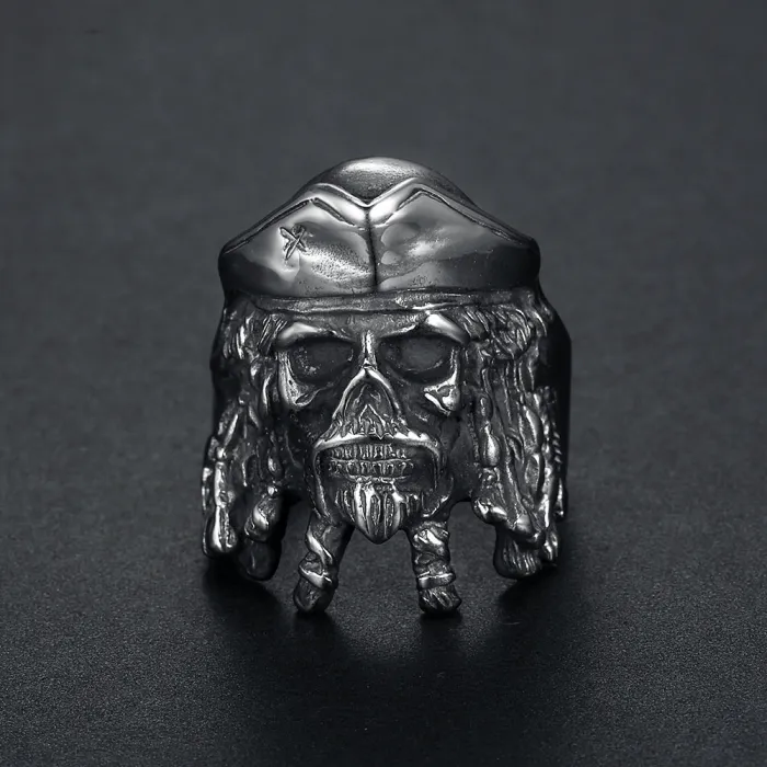 Wholesale Pirate Skull Rings for Men – Classic Punk Style Stainless Steel | Cowboy-Inspired Design, In Stock Bulk Supplier