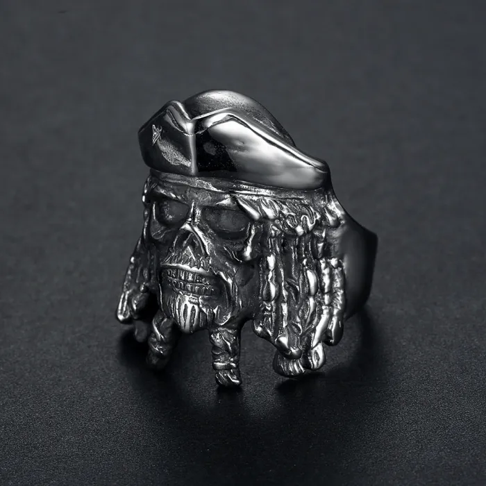 Wholesale Pirate Skull Rings for Men – Classic Punk Style Stainless Steel | Cowboy-Inspired Design, In Stock Bulk Supplier