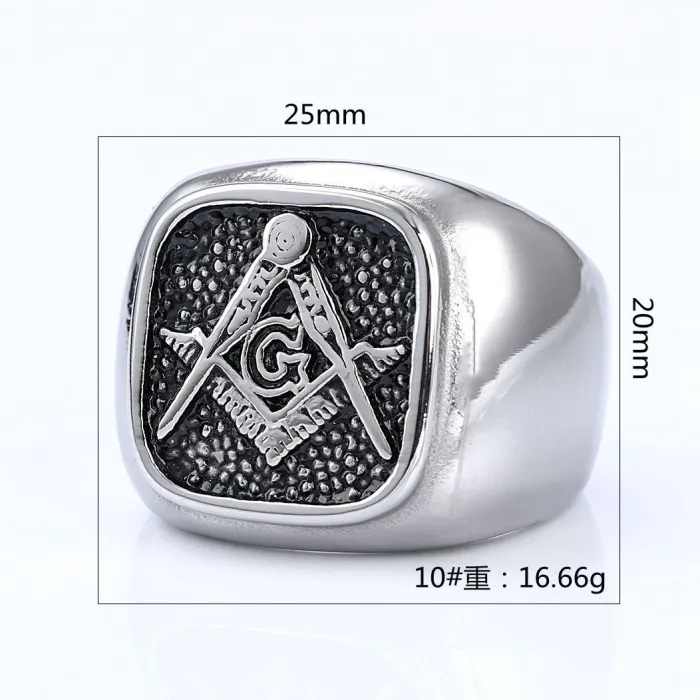 Wholesale Masonic Rings for Men – Vintage Black-Plated Stainless Steel AG Design | Trendy Gothic Jewelry Bulk Supplier