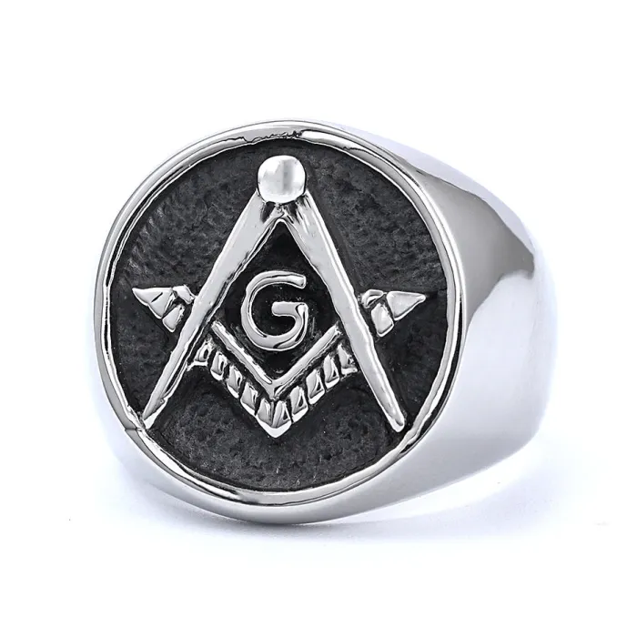 Wholesale Masonic Rings for Men – Vintage Black-Plated Stainless Steel AG Design | Trendy Gothic Jewelry Bulk Supplier