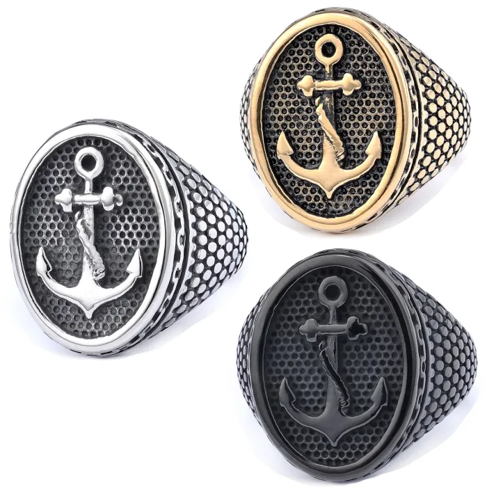 Wholesale Vintage-Style Rings for Men – Rusted Stainless Steel, Fade-Resistant | Trendy Design In Stock, Bulk Supplier