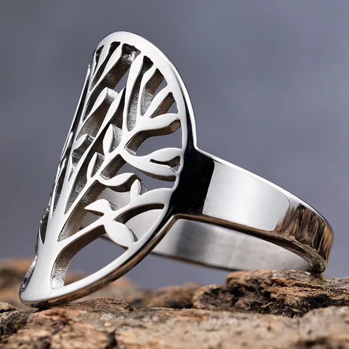 Wholesale Tree of Life Rings for Women – Minimalist Stainless Steel, Fade-Resistant | Ins Style Jewelry In Stock