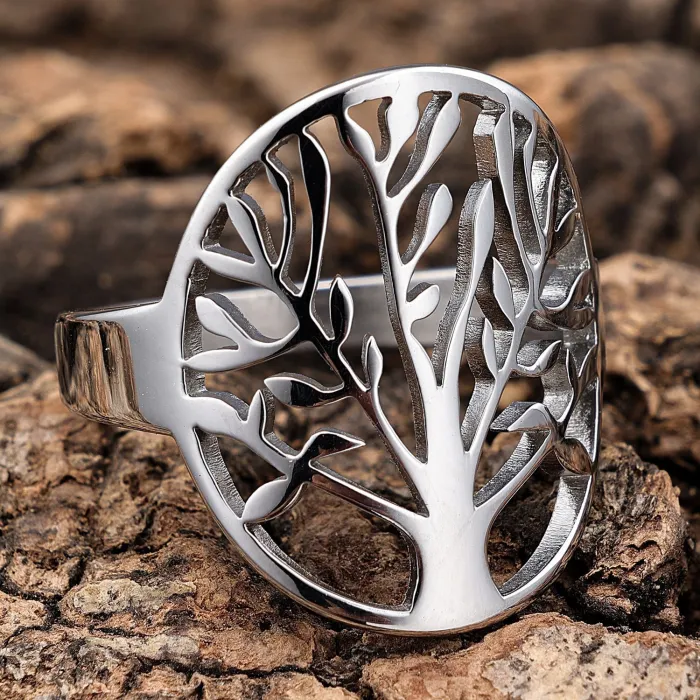 Wholesale Tree of Life Rings for Women – Minimalist Stainless Steel, Fade-Resistant | Ins Style Jewelry In Stock