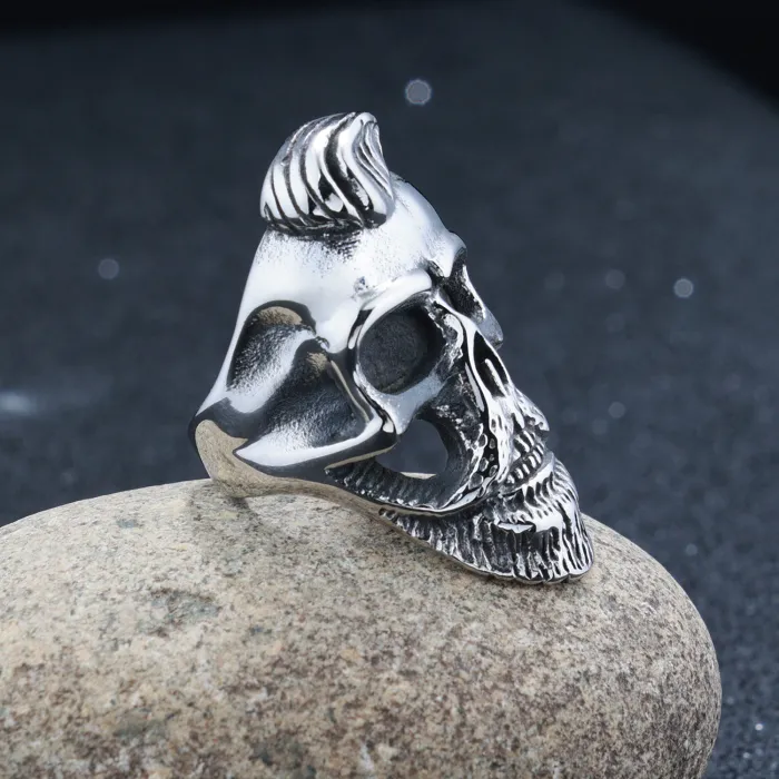 Wholesale Biker Skull Rings for Men – Bearded Punk Design in Titanium Steel | In Stock, Factory Price Bulk Supplier