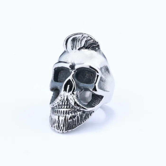 Wholesale Biker Skull Rings for Men – Bearded Punk Design in Titanium Steel | In Stock, Factory Price Bulk Supplier