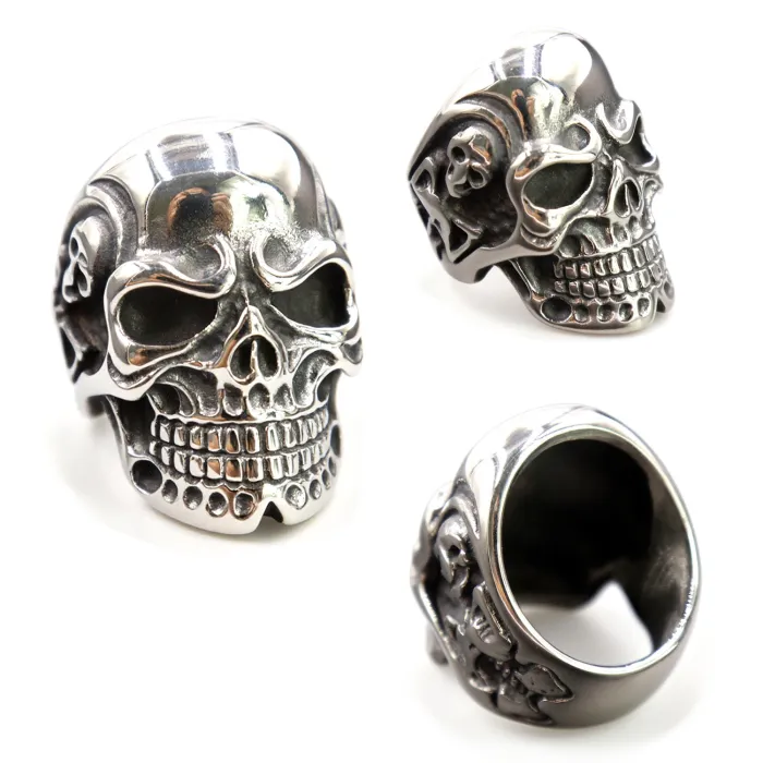 Wholesale Skull Rings – Mixed Large & Small Designs in Titanium & Stainless Steel | Unisex Punk Jewelry Bulk Supplier