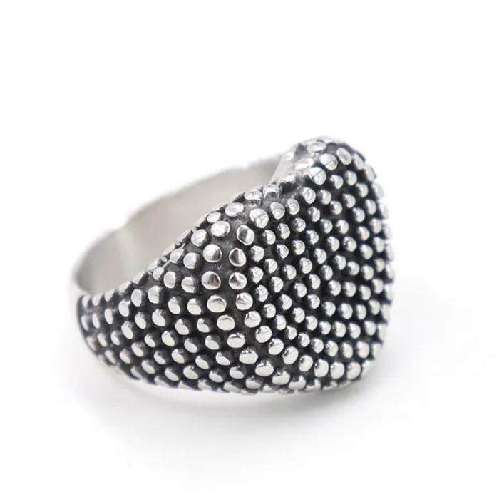 Wholesale Biker Heart Rings for Men – Vintage Blackened Stainless Steel with Textured Finish | In Stock, Bulk Supplier