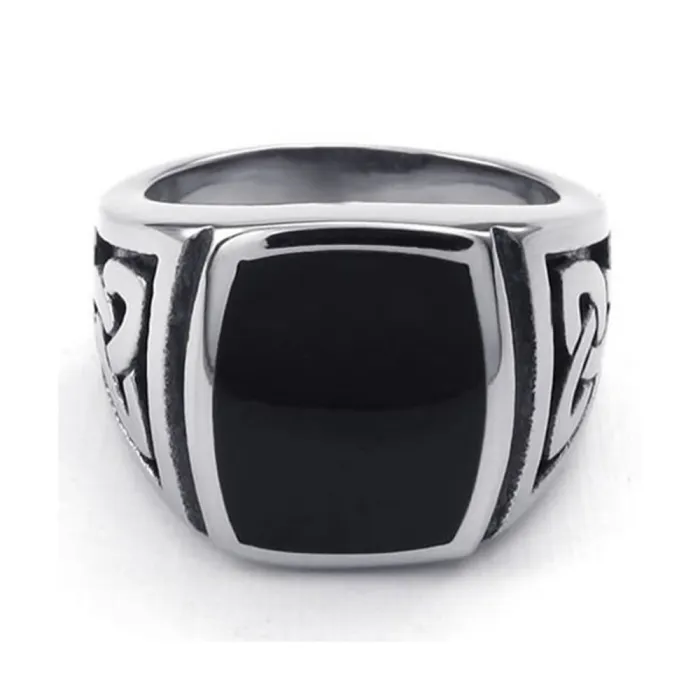 Wholesale Viking Celtic Knot Rings – Black Resin Inlay Stainless Steel for Men | Nordic Vintage Style, Bulk Supplier