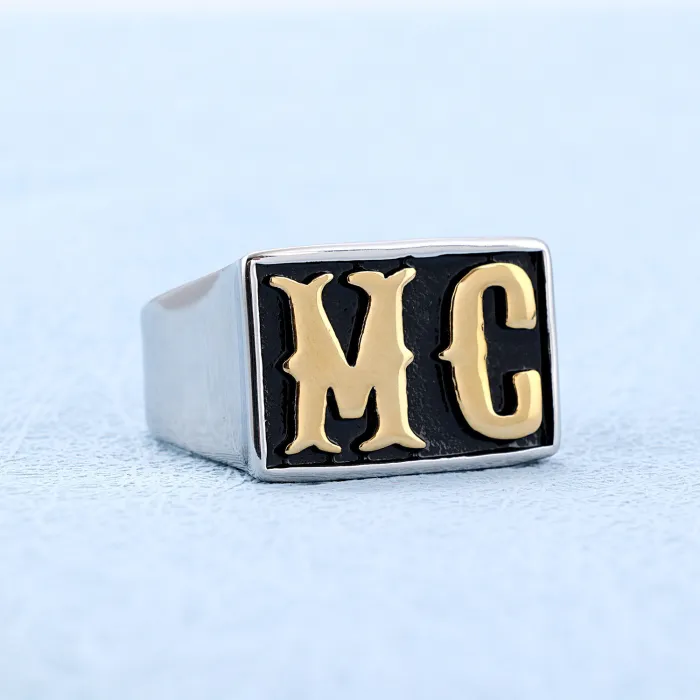 Wholesale Biker MC Rings for Men – Wide Band Stainless Steel Motorcycle Club Design | Minimalist Style, Bulk Supplier