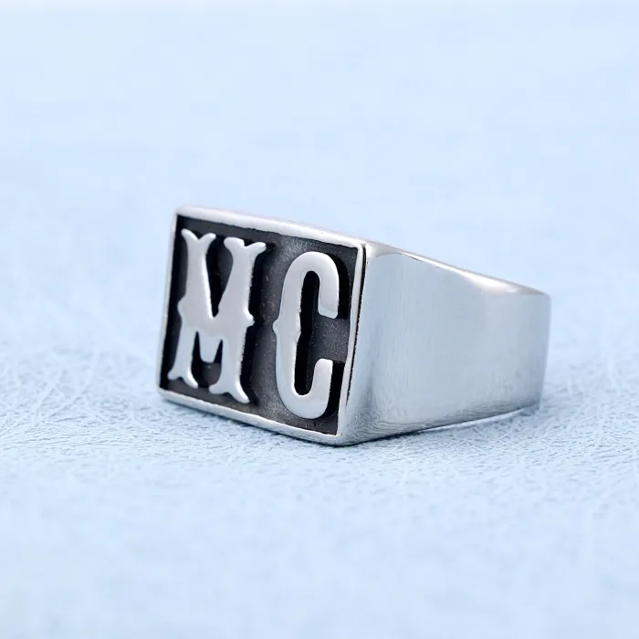 Wholesale Biker MC Rings for Men – Wide Band Stainless Steel Motorcycle Club Design | Minimalist Style, Bulk Supplier