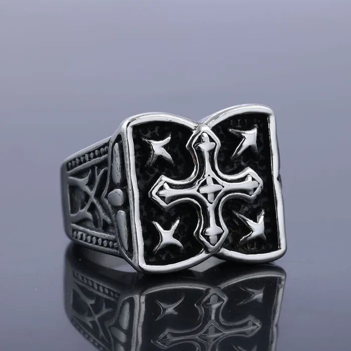 Wholesale Star & Cross Rings for Men – Vintage Stainless Steel Fashion Jewelry | Trendy US/EU Style, Bulk Supplier