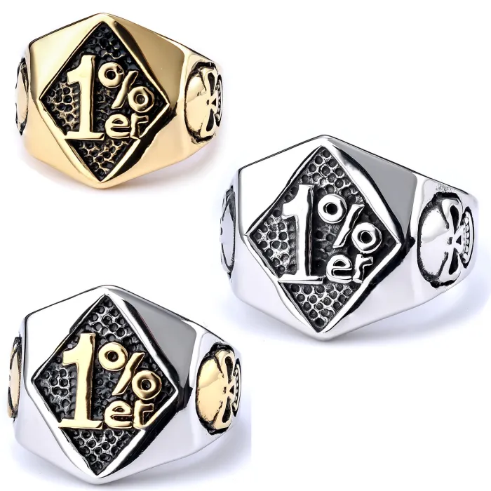 Wholesale 1%er Biker Skull Rings for Men – Vintage Stainless Steel Motorcycle Jewelry | In Stock, Bulk Supplier