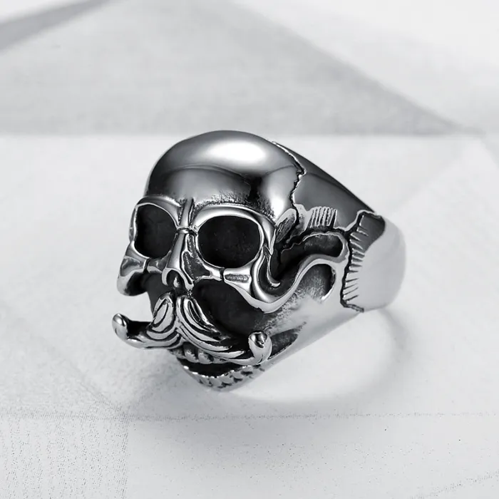 Wholesale Mustache Skull Rings for Men – Vintage 316 Stainless Steel Human Figure Design | Bold Gothic Style, Bulk Supplier