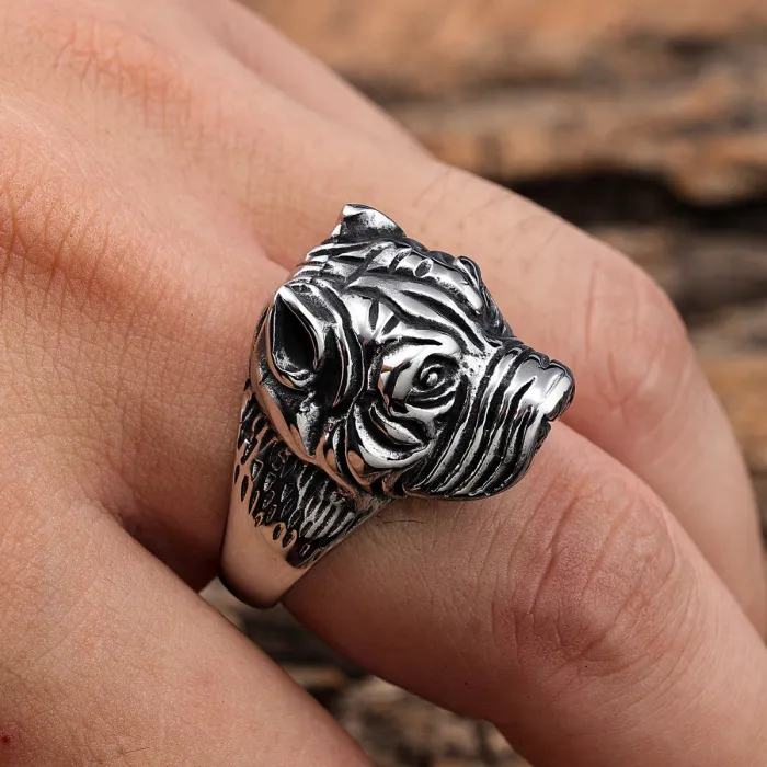 Wholesale Punk Dog Rings – Shar Pei Design in Unisex Stainless Steel | Pet-Inspired Jewelry, Bulk In Stock