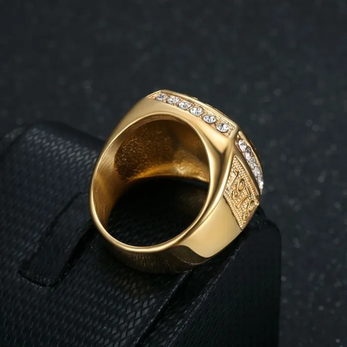 Wholesale Philippine Eagle Rings for Men – Gold-Plated Stainless Steel with Rhinestones | Bold Statement Jewelry, Bulk Supplier