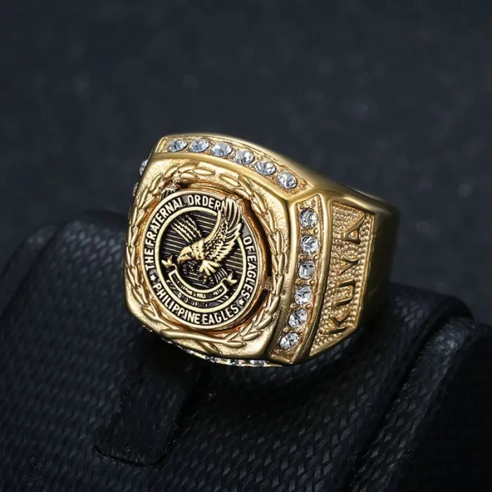 Wholesale Philippine Eagle Rings for Men – Gold-Plated Stainless Steel with Rhinestones | Bold Statement Jewelry, Bulk Supplier