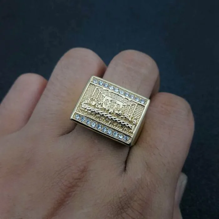 Wholesale Last Supper Rings for Men – Gold-Plated HIPHOP Style in Titanium Steel | Judas & 13 Apostles Design, Bulk Supplier