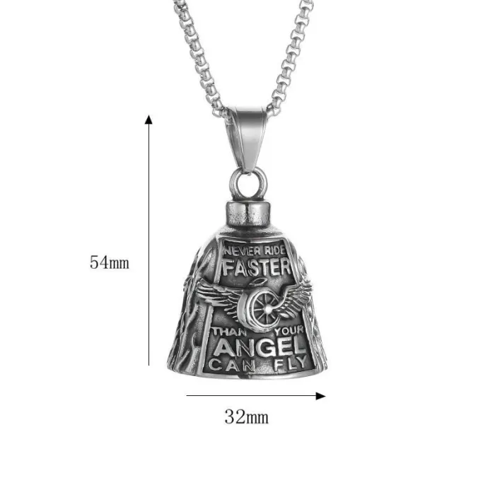 Wholesale Motorcycle Guardian Bell – Polished Titanium Steel Winged Wheel Lucky Charm | Biker Pendant, Bulk Supplier