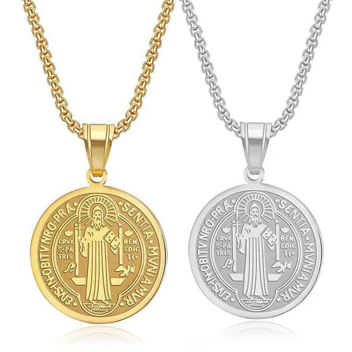 Wholesale St. Benedict Exorcism Necklaces – Stainless Steel Priest Pendant | Religious Jewelry, Direct from Factory Supplier