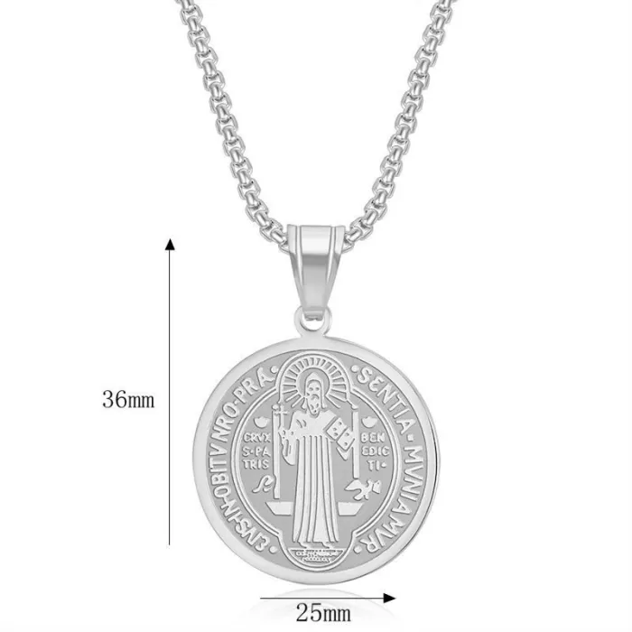 Wholesale St. Benedict Exorcism Necklaces – Stainless Steel Priest Pendant | Religious Jewelry, Direct from Factory Supplier