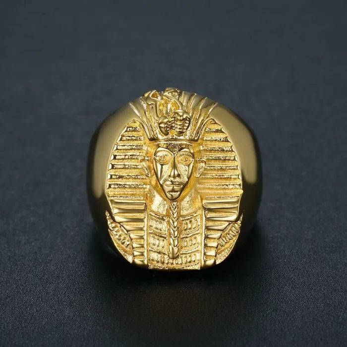 Wholesale Pharaoh Rings for Men – Gold-Plated HIPHOP Style in Titanium Steel | Egyptian King Jewelry, Bulk Supplier