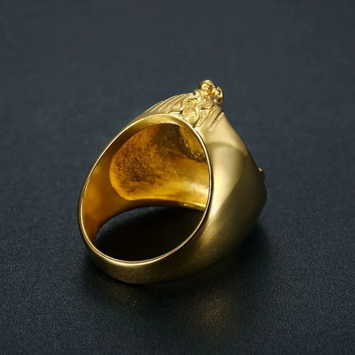 Wholesale Pharaoh Rings for Men – Gold-Plated HIPHOP Style in Titanium Steel | Egyptian King Jewelry, Bulk Supplier