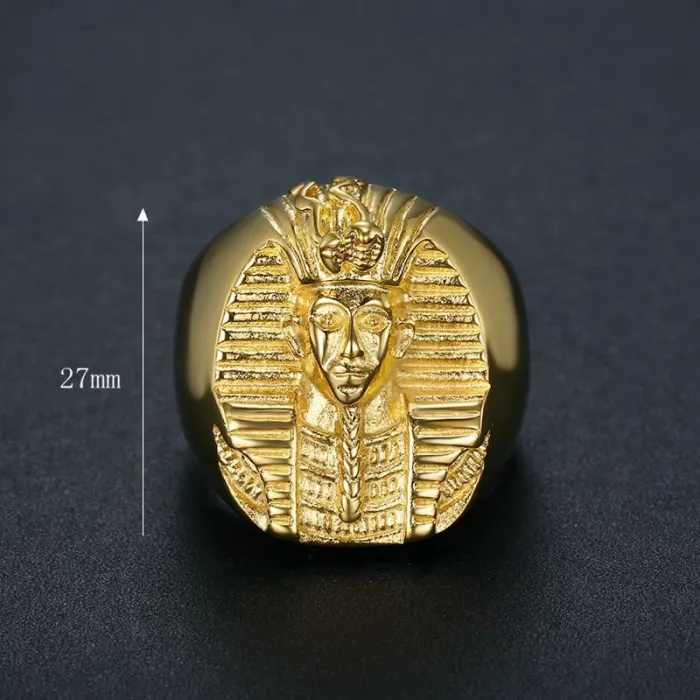 Wholesale Pharaoh Rings for Men – Gold-Plated HIPHOP Style in Titanium Steel | Egyptian King Jewelry, Bulk Supplier