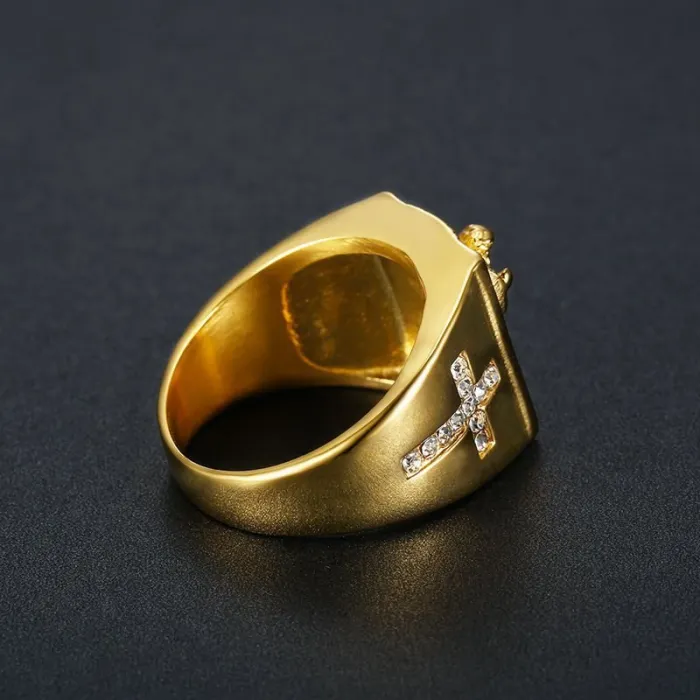 Wholesale HIPHOP Rings for Men – Gold-Plated Polished Titanium Steel with Rhinestones | Trendy Street Jewelry, Bulk Supplier