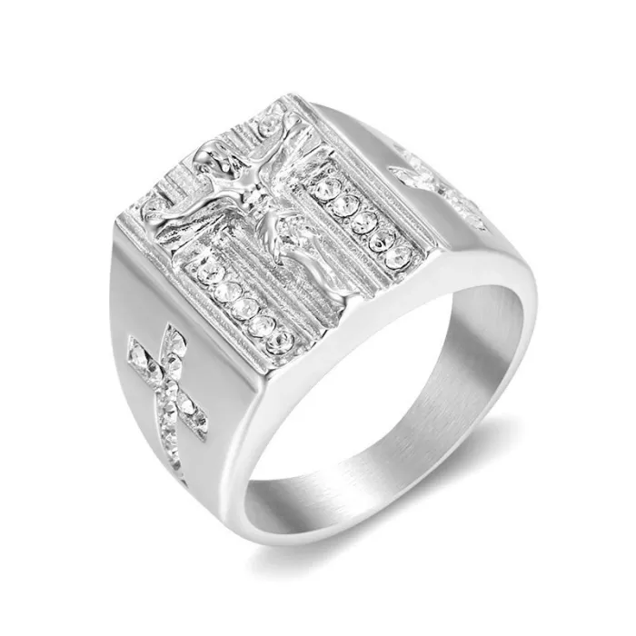 Wholesale HIPHOP Rings for Men – Gold-Plated Polished Titanium Steel with Rhinestones | Trendy Street Jewelry, Bulk Supplier