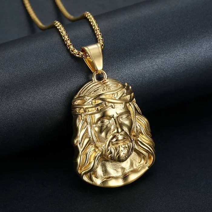 Wholesale HIPHOP Pendant Necklaces – Gold-Plated Titanium Steel with Rhinestones | Trendy Street Jewelry, Bulk Supplier