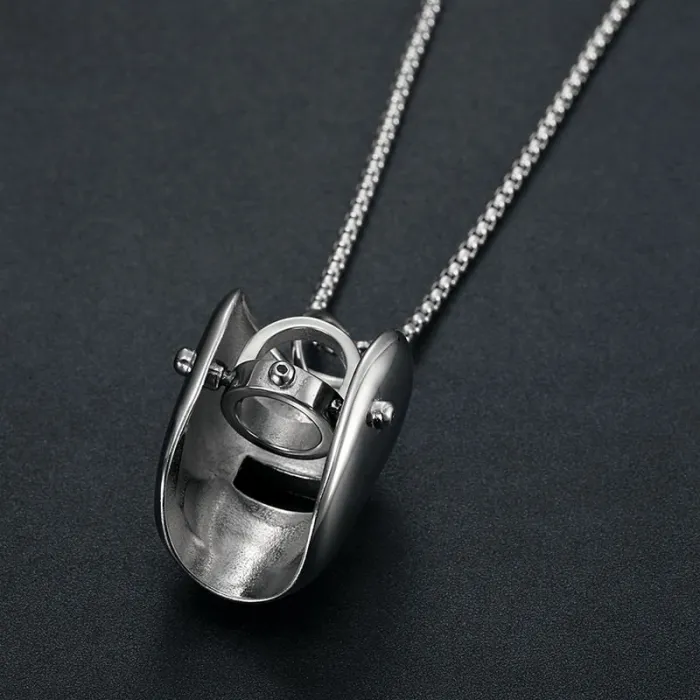 Wholesale Welder Mask Helmet Pendant Necklaces – Minimalist Titanium Steel Unisex Jewelry | INS Style, Factory Price