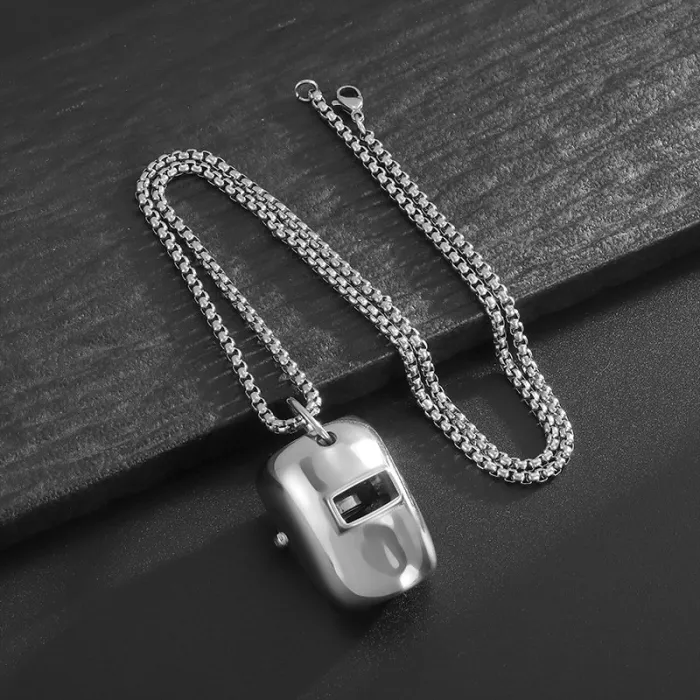 Wholesale Welder Mask Helmet Pendants – Minimalist Titanium Steel Unisex Necklace | INS Style, Multi-Color Options, Bulk Supplier