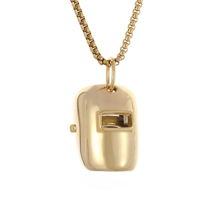 Wholesale Welder Mask Helmet Pendants – Minimalist Titanium Steel Unisex Necklace | INS Style, Multi-Color Options, Bulk Supplier
