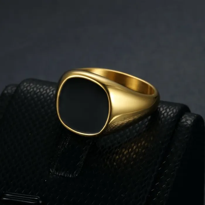 Wholesale Minimalist Enamel Rings – Gold-Plated Stainless Steel Smooth Finish for Men & Women | Unisex Fashion Jewelry Supplier