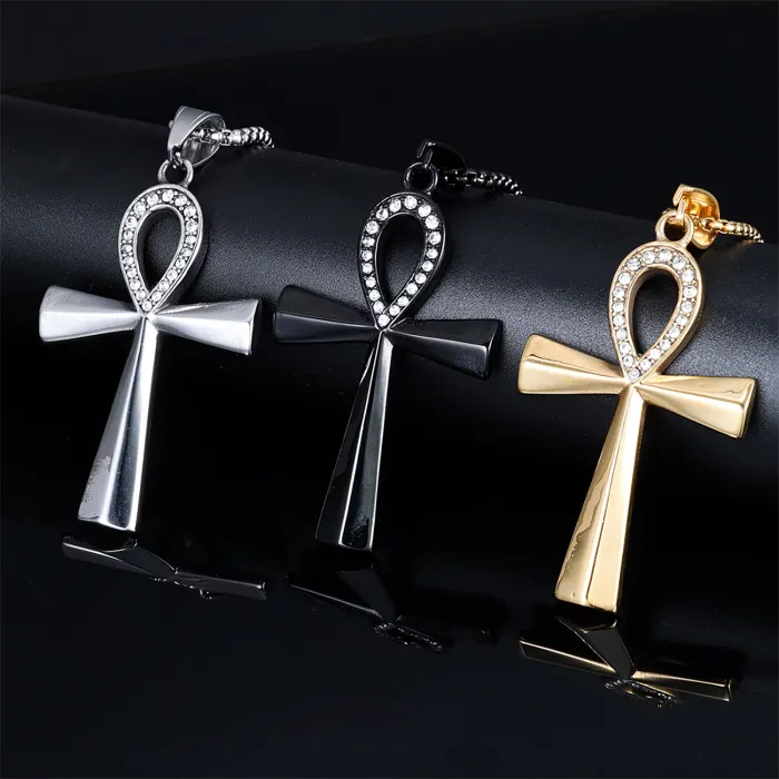 Classic Crystal Cross Pendant Wholesale – High-End Polished Stainless Steel Jewelry | Stylish Unisex Daily Wear Single Pendant for Bulk Orders