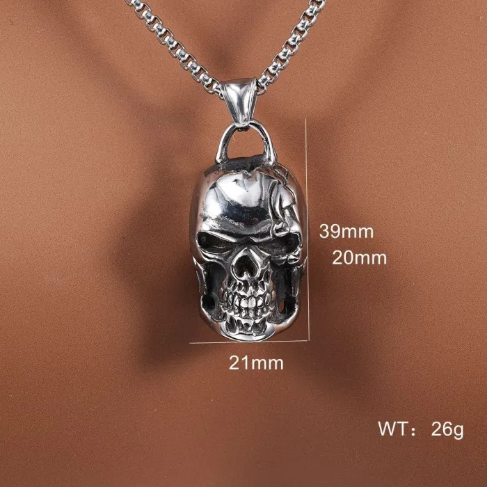 Hot-Selling Grinning Skull Pendant – Polished Stainless Steel Single Pendant | Trendy Gothic Jewelry for Men & Women | In Stock for Bulk Orders