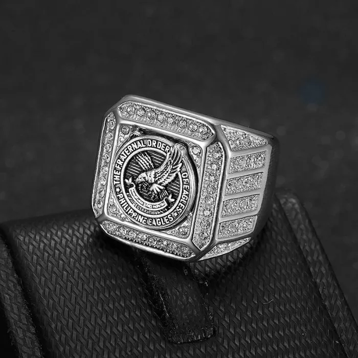 Wholesale Filipino Eagle Rings for Men – Gold-Plated Stainless Steel with Rhinestones | Bold HIPHOP Jewelry, Bulk Supplier