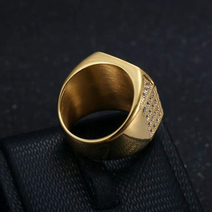 Wholesale Filipino Eagle Rings for Men – Gold-Plated Stainless Steel with Rhinestones | Bold HIPHOP Jewelry, Bulk Supplier