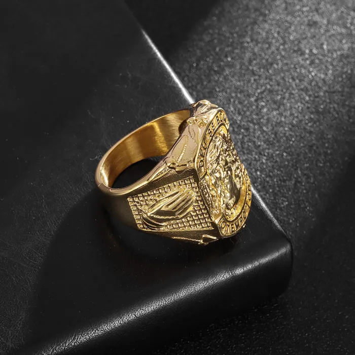 Wholesale HIPHOP Faith Rings for Men – Gold-Plated Titanium Steel with YS Portrait & FE Letter | Religious Jewelry, Bulk Supplier