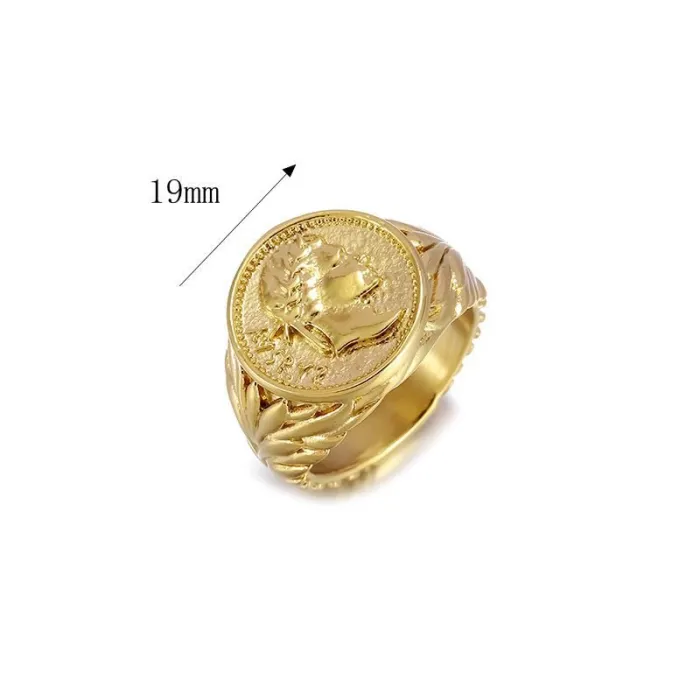 Wholesale Caesar Coin Rings for Men – Vintage Plated Stainless Steel Portrait Ring | Roman Emperor Jewelry, Bulk Supplier