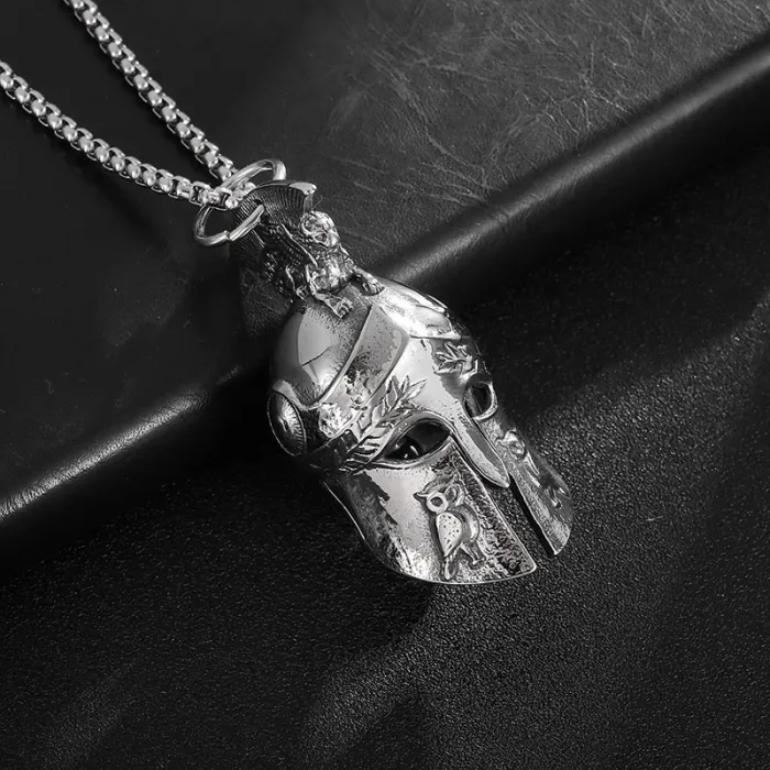 Wholesale Spartan Warrior Helmet Bell Pendant – Titanium Steel Roman Headgear Necklace | Biker Jewelry, Bulk Supplier