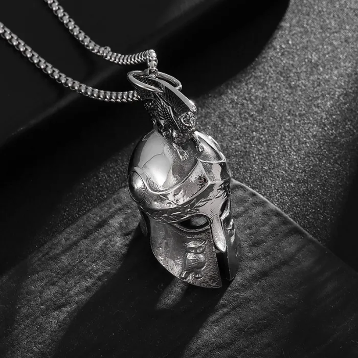 Wholesale Spartan Warrior Helmet Bell Pendant – Titanium Steel Roman Headgear Necklace | Biker Jewelry, Bulk Supplier