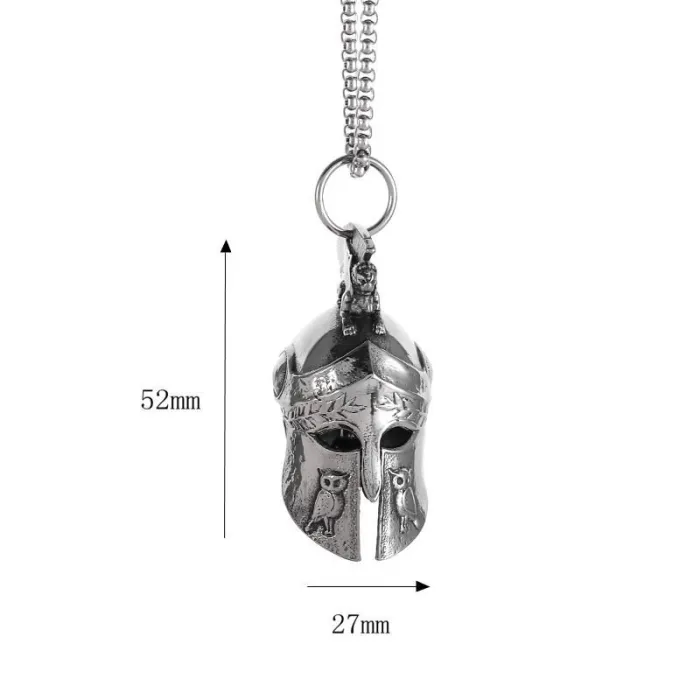 Wholesale Spartan Warrior Helmet Bell Pendant – Titanium Steel Roman Headgear Necklace | Biker Jewelry, Bulk Supplier